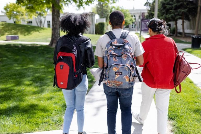 Students walking on campus